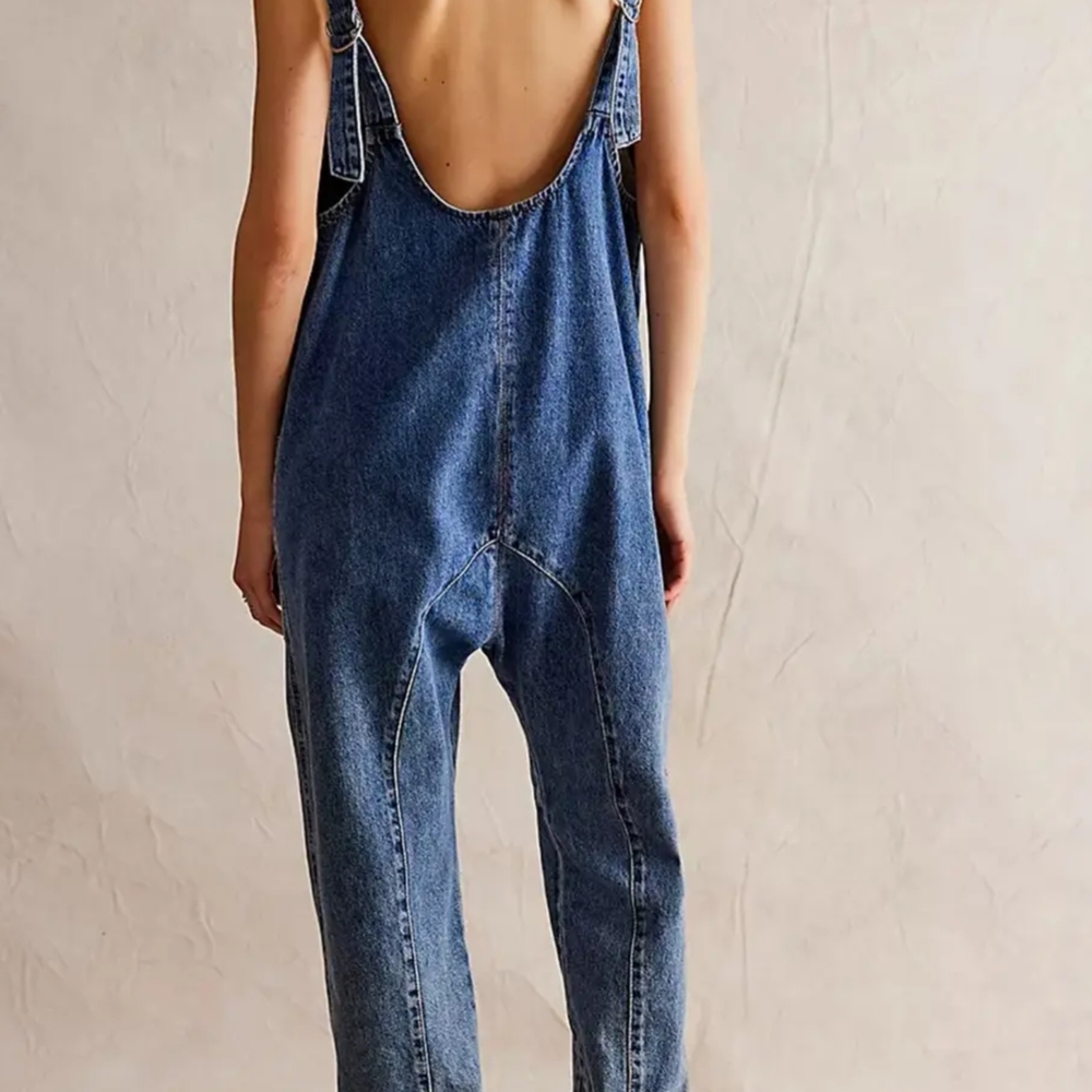 NWT Denin Overalls with Bowed Seams